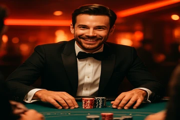 স্বর্ণালী কয়েন ও রুলেটসহ গতিশীল ক্যাসিনো দৃশ্য